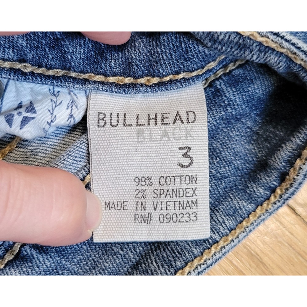 Bullhead Black PacSun Womens 3 Denim Shorts Low Rise Cuffed Y2K 2012 Stretch - Picture 8 of 10